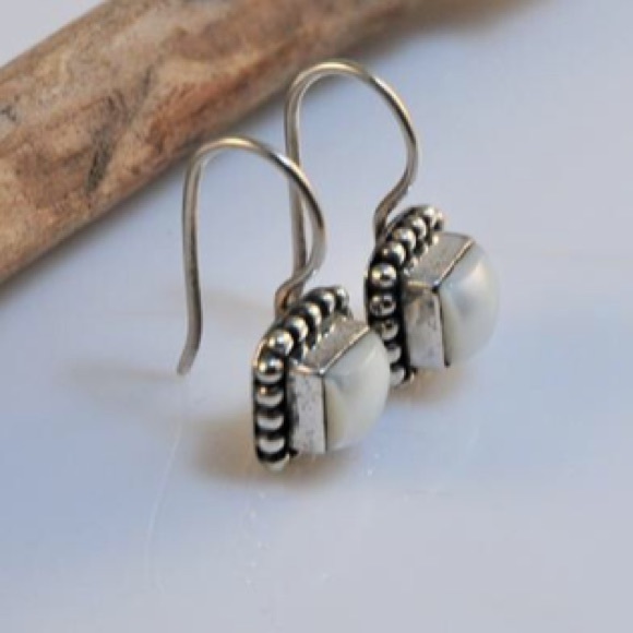 Silpada Sterling Silver and Pearl Button Frame Earrings - Picture 2 of 6